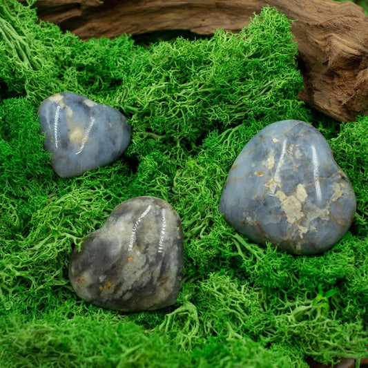 Natural Blue Opal Pocket Hearts || Tension Releaser, Communication || Indonesia-Nature's Treasures