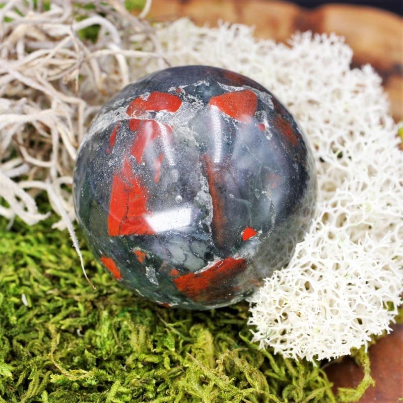 Natural Polished Bloodstone Sphere 30 MM || Grounding, Mental Peace || South Africa-Nature's Treasures