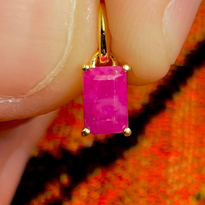 Natural Ruby Faceted Dainty Pendant | 14k Vermeil Gold | Africa-Nature's Treasures
