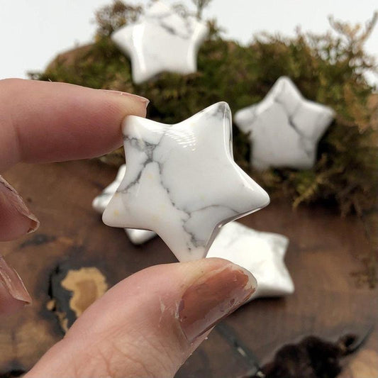 Natural White Howlite Star Carvings || Awareness, Stress, Calmness || Canada-Nature's Treasures