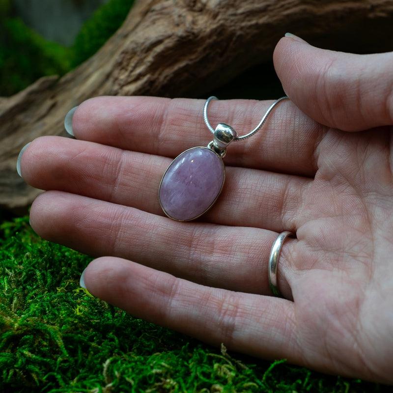 Oval Shaped Kunzite Pendants || .925 Sterling Silver-Nature's Treasures