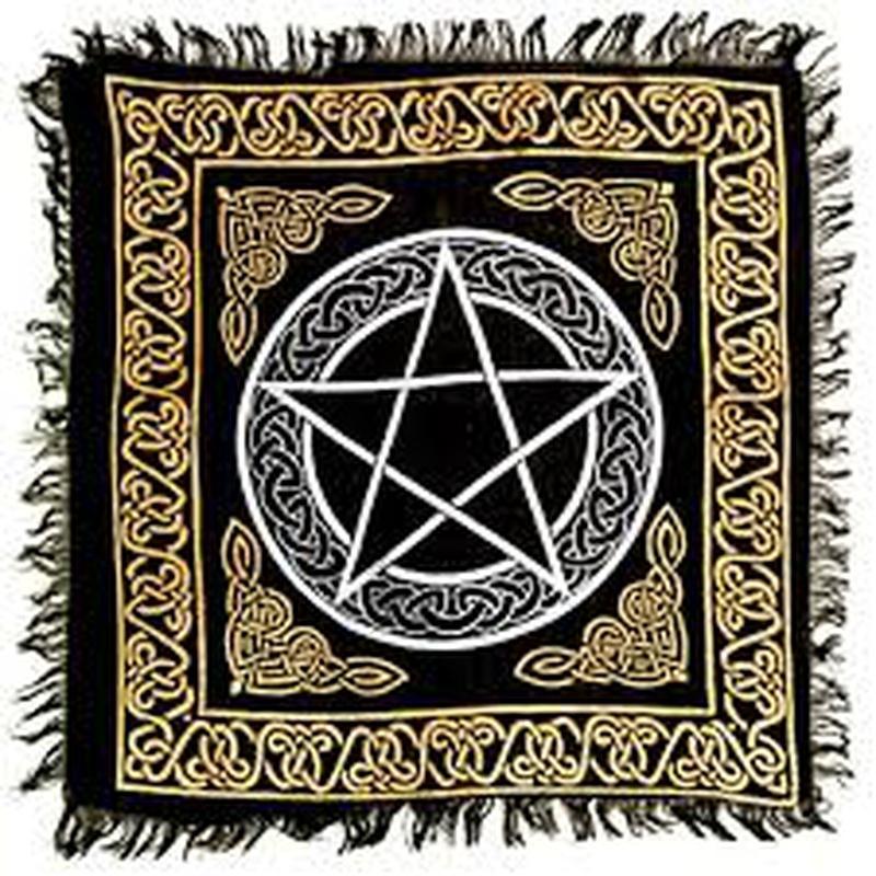 Pentacle in Gold and Silver Altar Cloth-Nature's Treasures