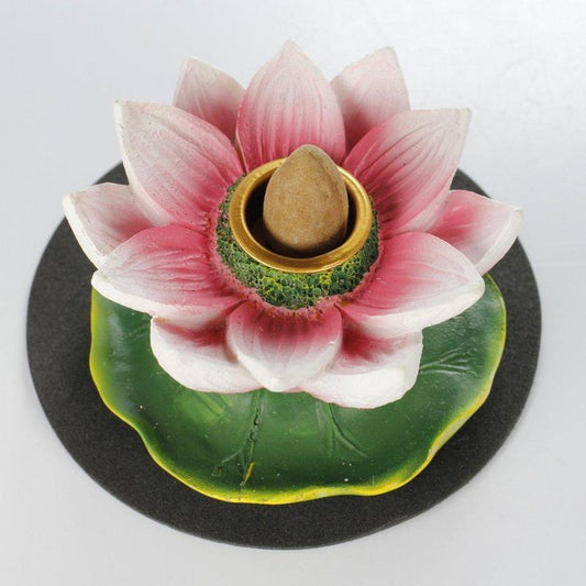 Pink Spring Lotus Back Flow Cone Incense Burner-Nature's Treasures