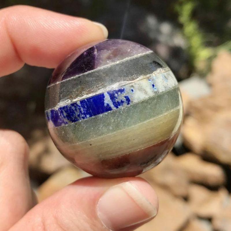 Polished 7 Chakra Crystal Bonded Sphere || Balance, Alignment || 35 MM || Brazil