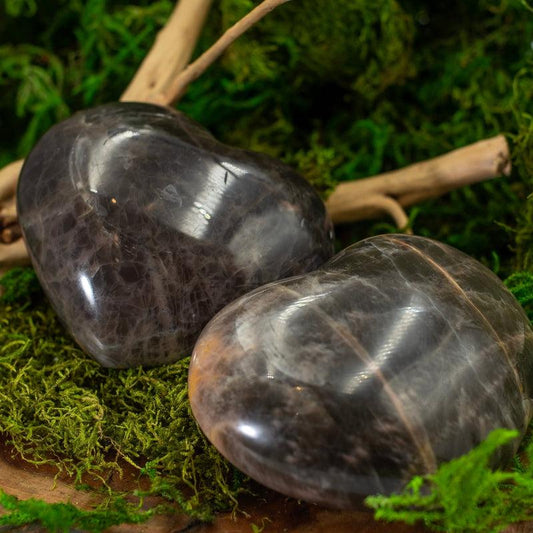 Polished Black Moonstone Hearts || Madagascar-Nature's Treasures