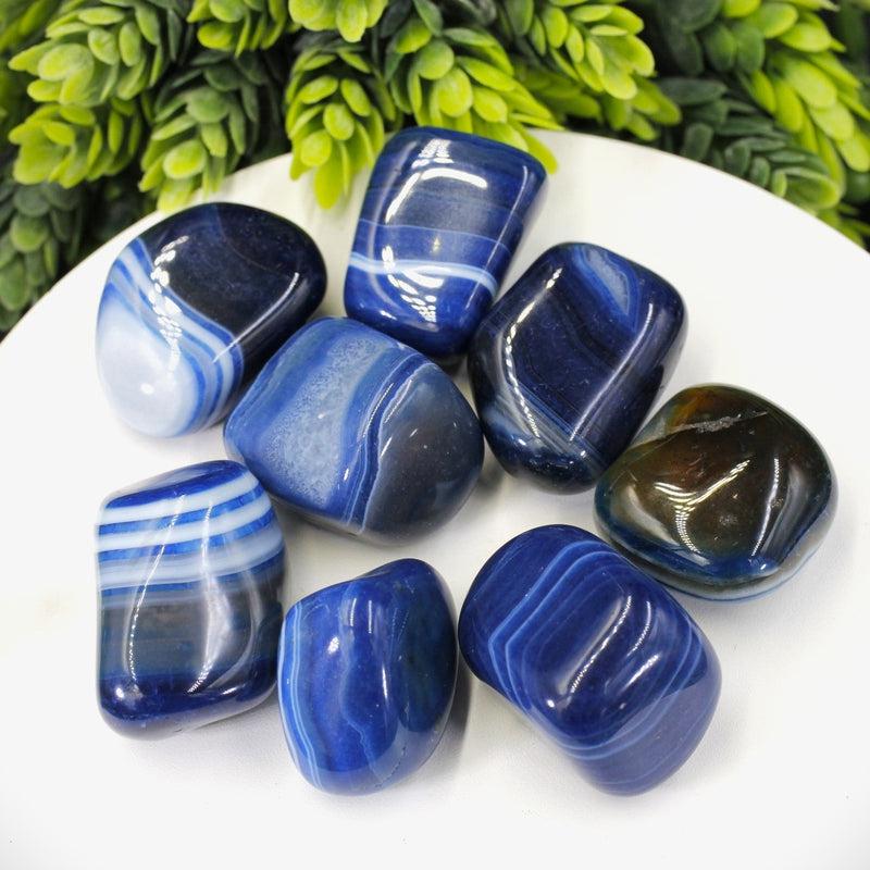 Polished Blue Dyed Agate Tumble Stone || Calmness, Healing, Grounding, Protection || Brazil
