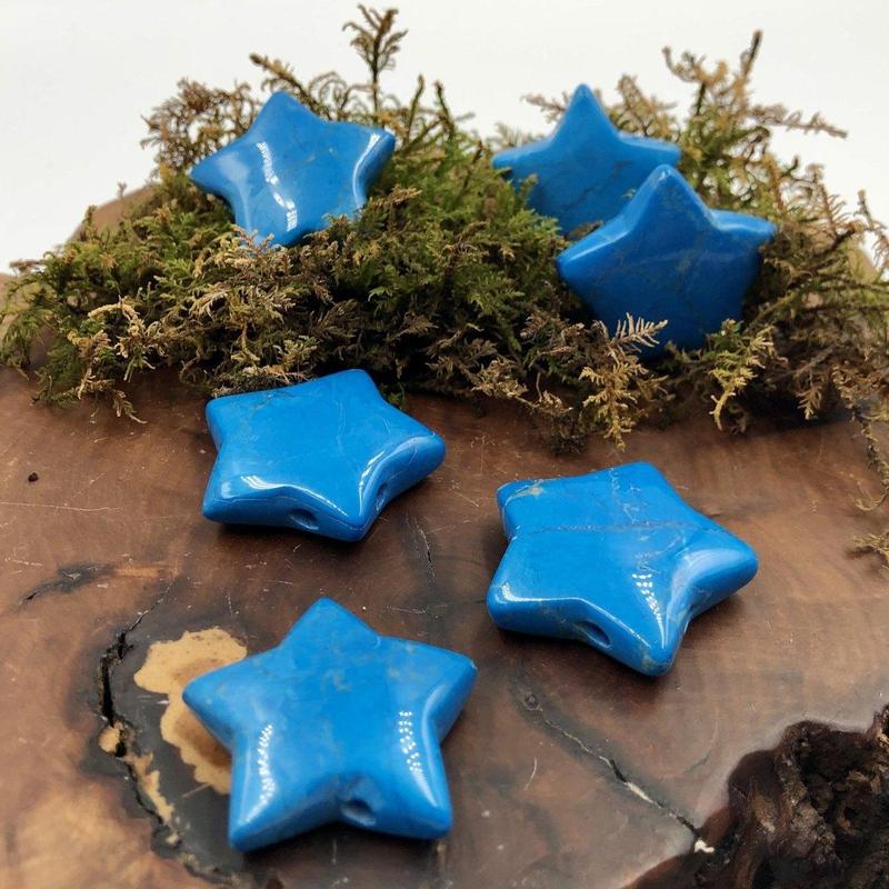 Polished Blue Dyed Howlite Star Pendant || Stress Relief, Awareness || Canada-Nature's Treasures