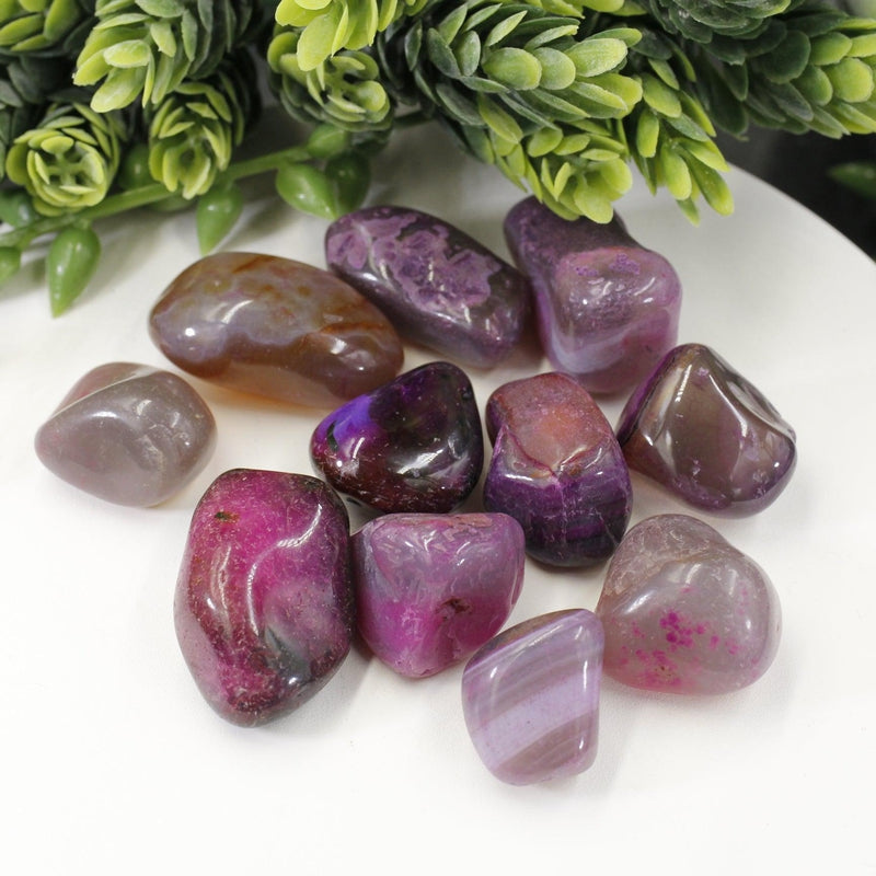 Polished Magenta-Dyed Agate Tumble Stone || Grounding, Wisdom, Awareness || Brazil