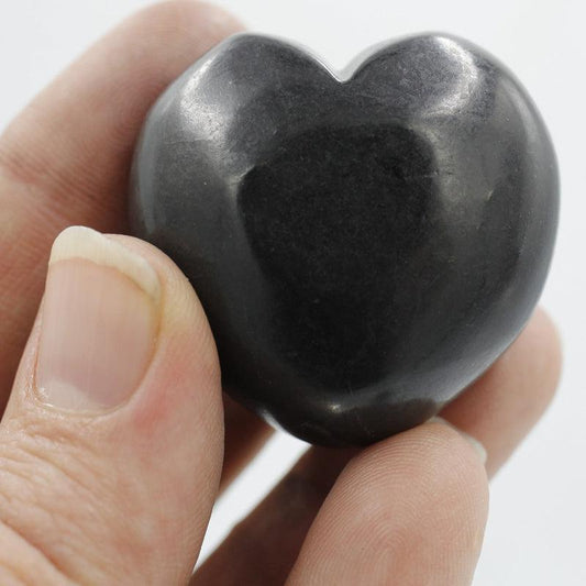 Polished Matt finish Shungite Puff Heart || Protection || Russia-Nature's Treasures