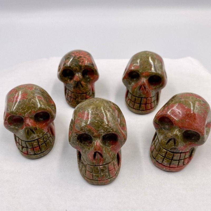 Polished Unakite Jasper Skull Carvings || China-Nature's Treasures