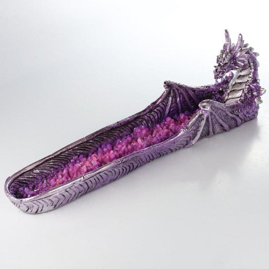 Purple Dragon with Crystal's Incense Stick Burner Holder-Nature's Treasures