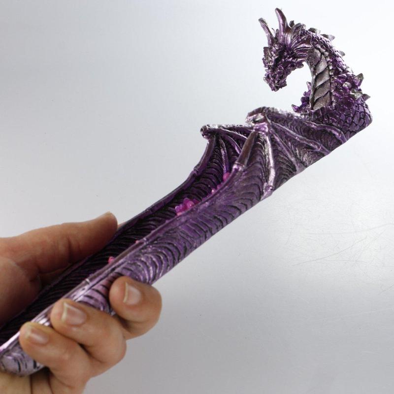 Purple Dragon with Crystal's Incense Stick Burner Holder-Nature's Treasures