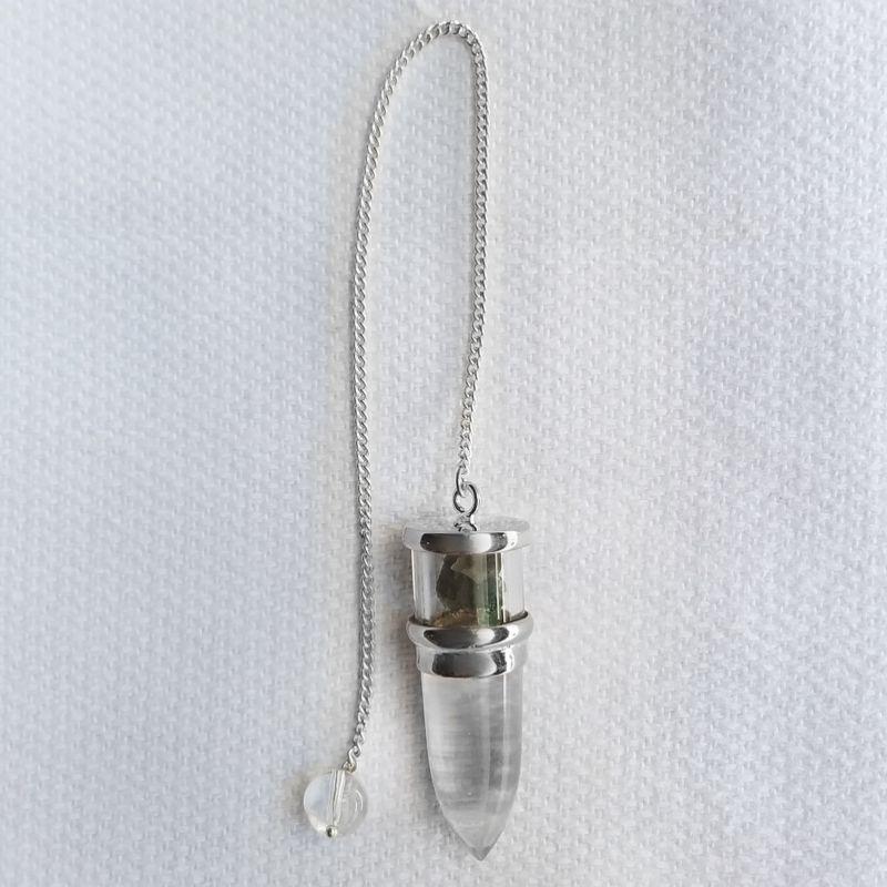 Quartz & Moldavite Pendulum || .925 Sterling Silver-Nature's Treasures
