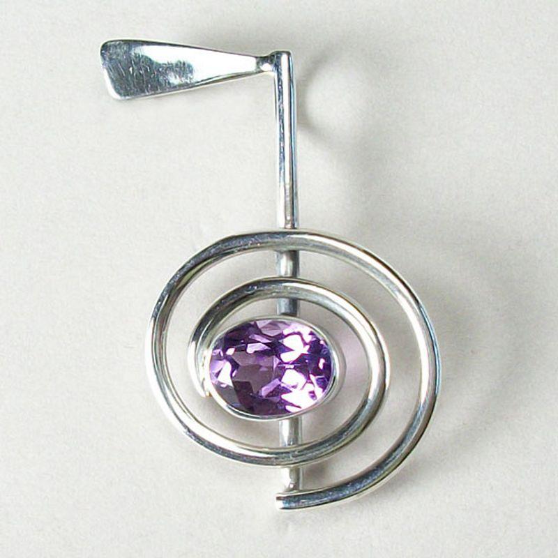 Reiki Symbol "Cho Ku Rei" Faceted Amethyst Pendant || .925 Sterling Silver-Nature's Treasures