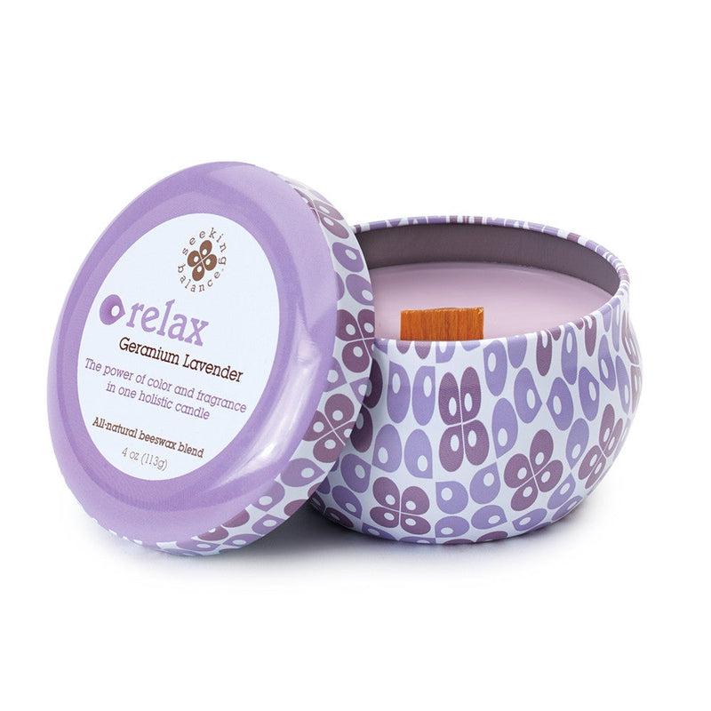 Root Candles Seeking Balance Spa Collection || Relax - Geranium Lavender