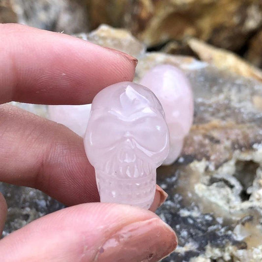 Rose Quartz Skull Drilled Pendant - Mini-Nature's Treasures
