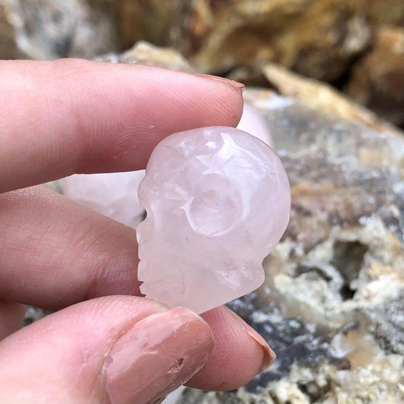Rose Quartz Skull Drilled Pendant - Mini-Nature's Treasures