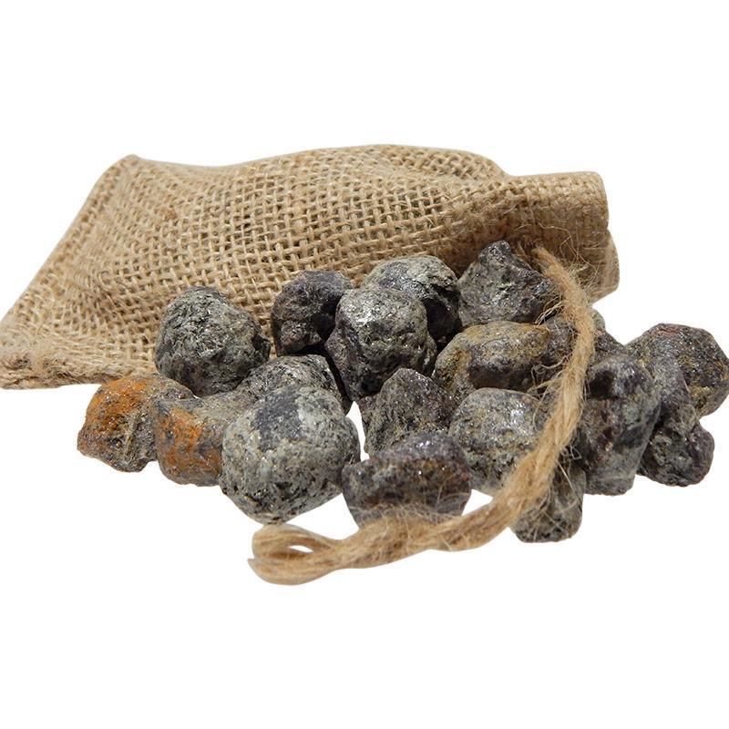 Rough Almandine Garnet Stones in Burlap Bag from India 6oz