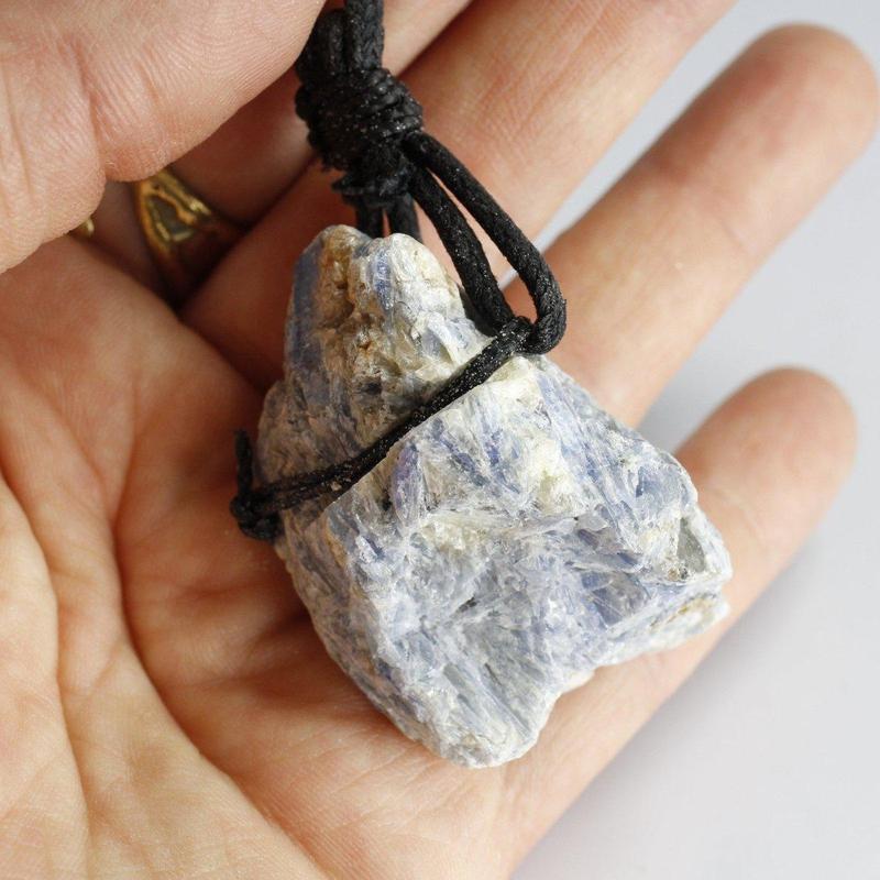 Rough Blue Kyanite On Cord Necklace-Nature's Treasures