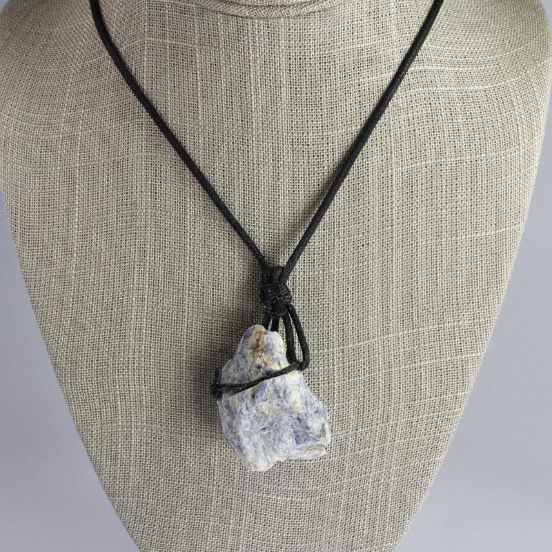 Rough Blue Kyanite On Cord Necklace-Nature's Treasures