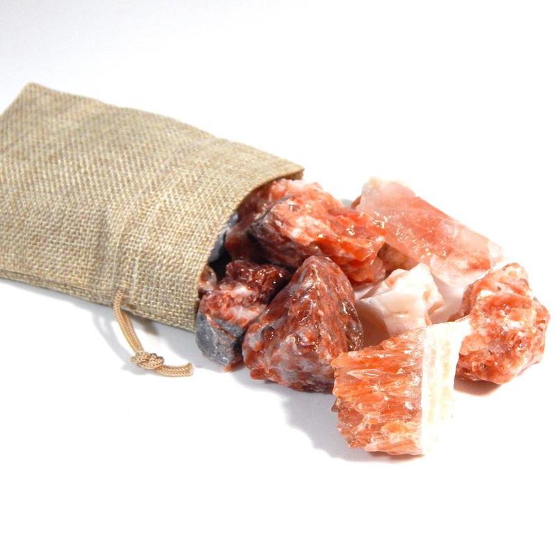 Rough Red Calcite in Burlap Bag 6oz