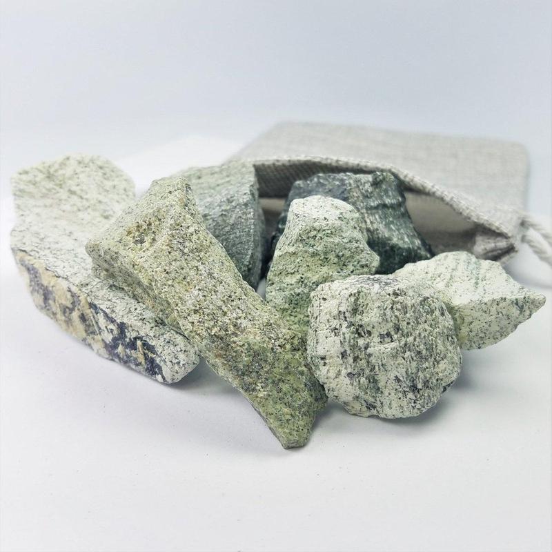 Rough Seraphinite Stones in Burlap Bag 6oz-Nature's Treasures