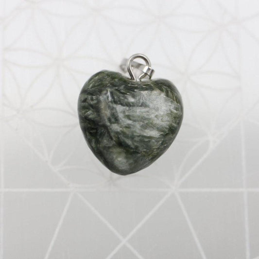 Seraphinite Heart Pendant Lake Baikal, Siberia || .925 Sterling Silver-Nature's Treasures