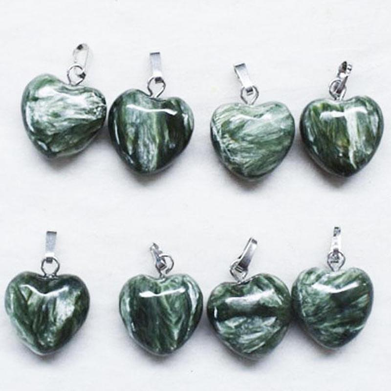 Seraphinite Heart Pendant Lake Baikal, Siberia || .925 Sterling Silver-Nature's Treasures