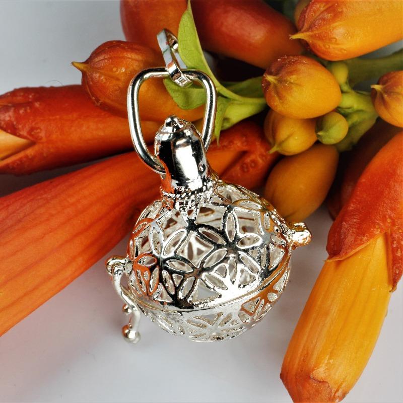 Silver Flower of Life Crystal Cage Pendant - Essential Oil Locket-Nature's Treasures