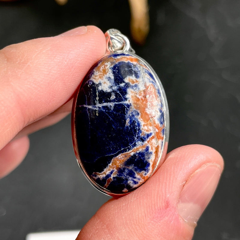 Sunset Sodalite Oval Pendant | .925 Sterling Silver-Nature's Treasures