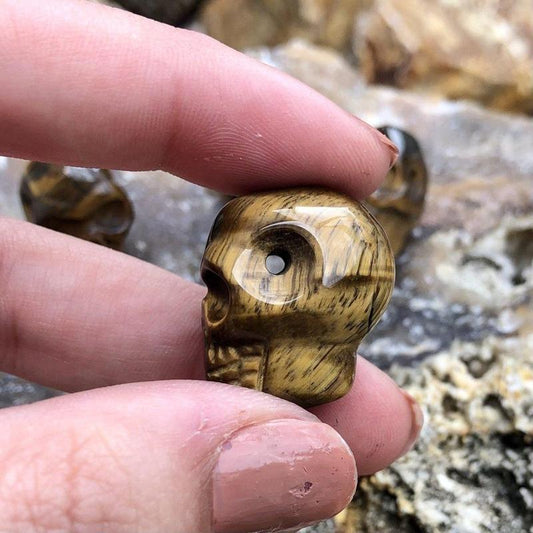 Tiger's Eye Skull Drilled Pendant - Mini-Nature's Treasures