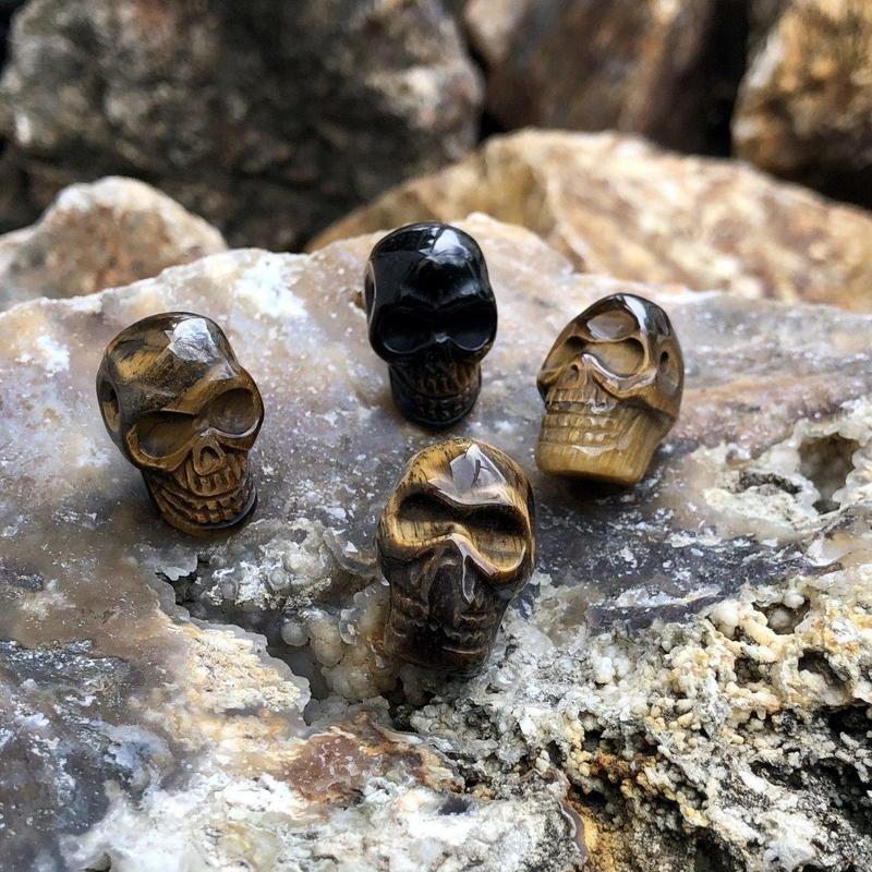 Tiger's Eye Skull Pendant - Mini-Nature's Treasures