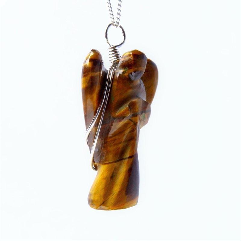 Tiger's Eye Wire Wrapped Angel Pendant-Nature's Treasures