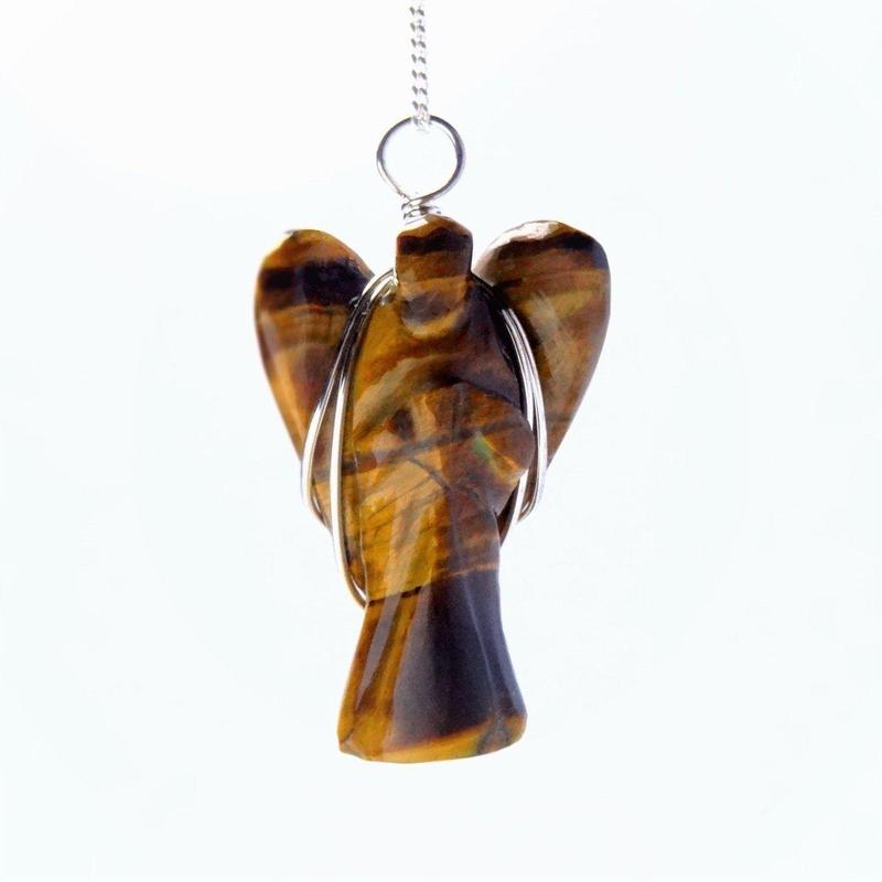 Tiger's Eye Wire Wrapped Angel Pendant