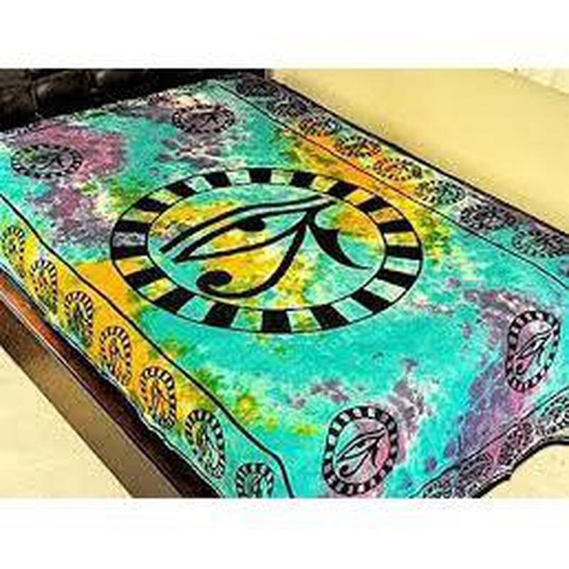 Twin Size 100% Cotton Tie Dye Tapestry || Egyptian "Eye of Ra" || Made in India-Nature's Treasures