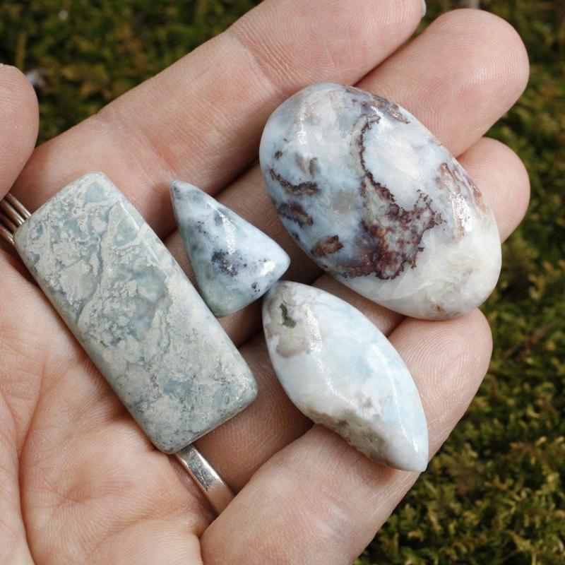 Variety of Gorgeous Larimar Cabochons Baoruco's Mountains, Dominican Republic-Nature's Treasures