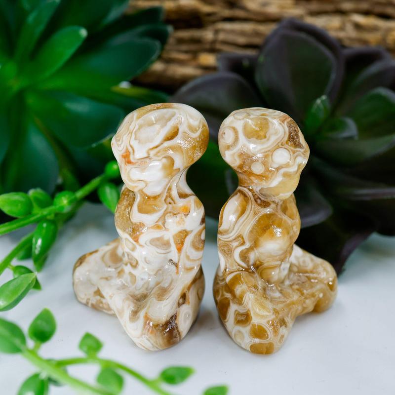 2" Root Beer Calcite Meditating Alien Statues || Trunk Show-Nature's Treasures