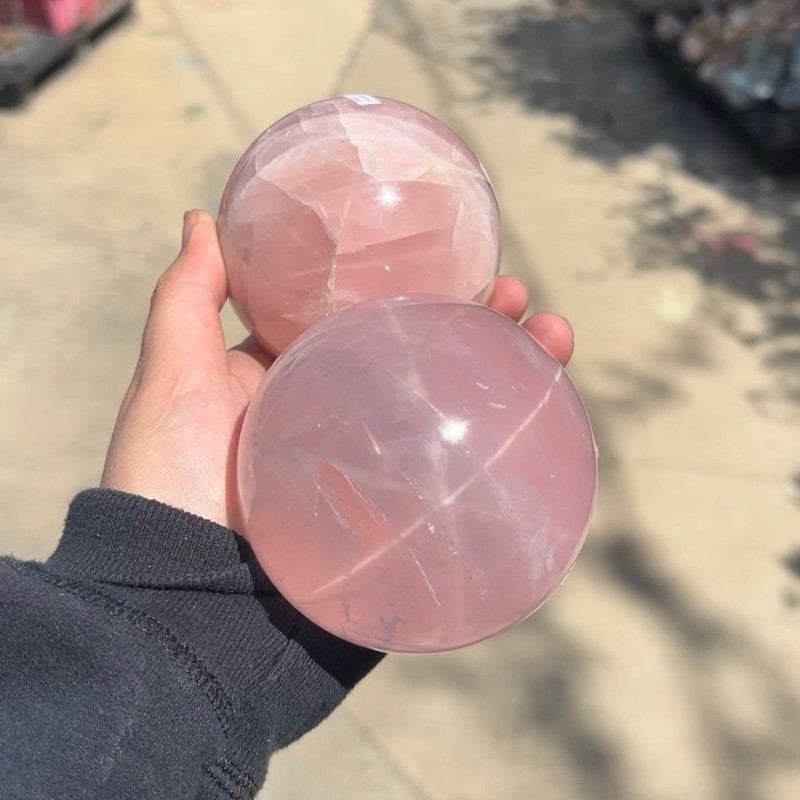 6 Star Rose Quartz Spheres 50 MM To 85 MM || Madagascar-Nature's Treasures