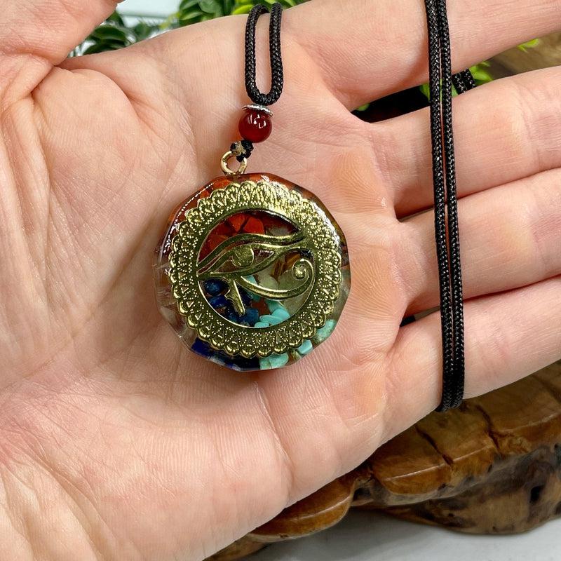 7 Chakra Orgonite Chip Necklace || Eye Of Horus-Nature's Treasures