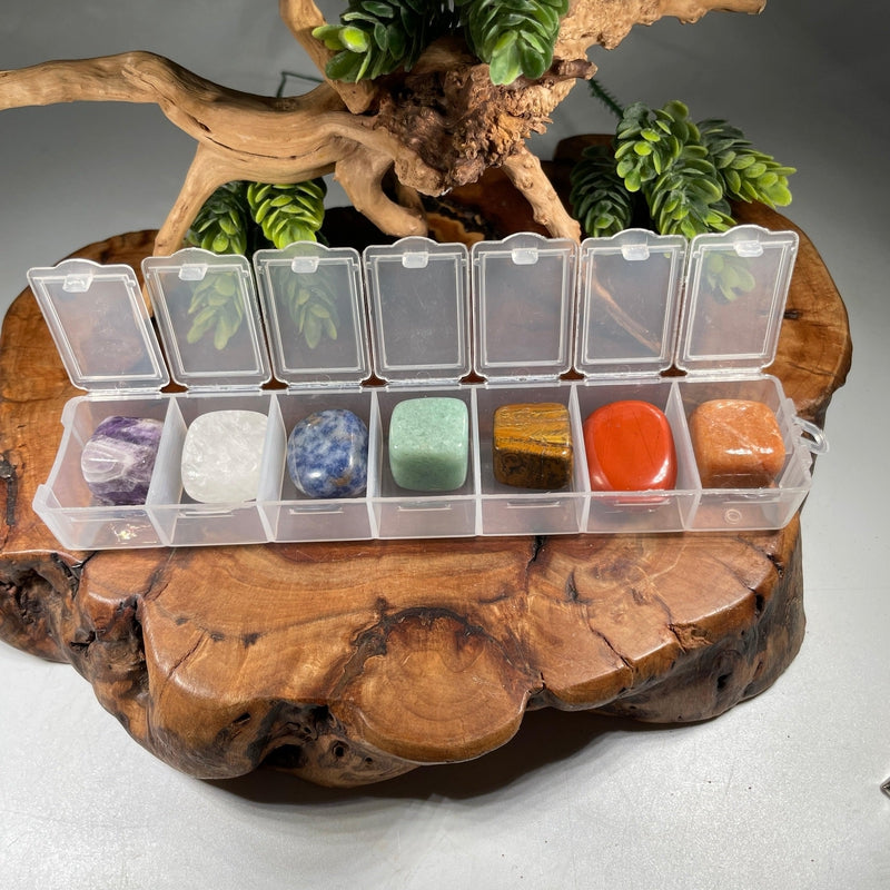 7 Chakra Set Tumble Stones With Organizer Box || Chakra Set-Nature's Treasures