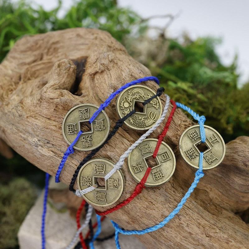 Adjustable Feng Shui Coin Tassel Bracelets || Abundance-Nature's Treasures