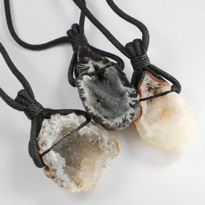 Agate Geode On Cord Necklace-Nature's Treasures
