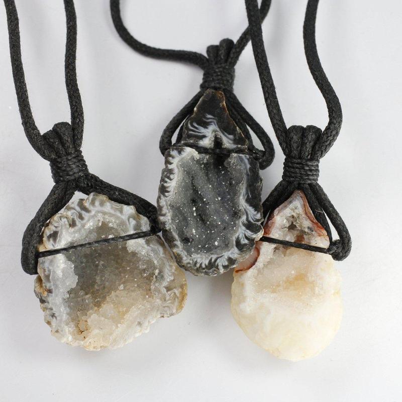 Agate Geode On Cord Necklace