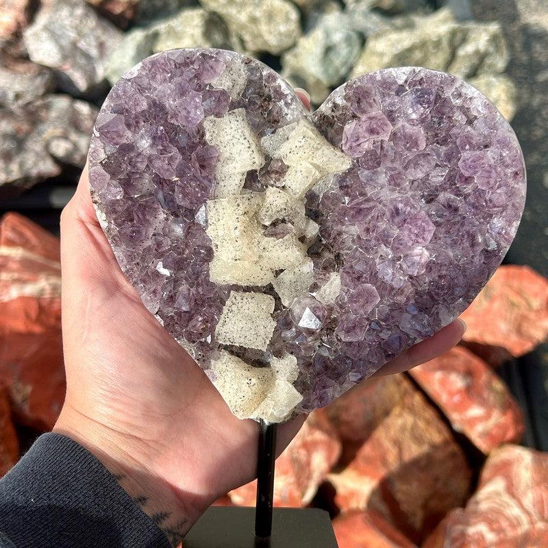 Amethyst Heart Shape Cluster on Metal Stand || Trunk Show-Nature's Treasures