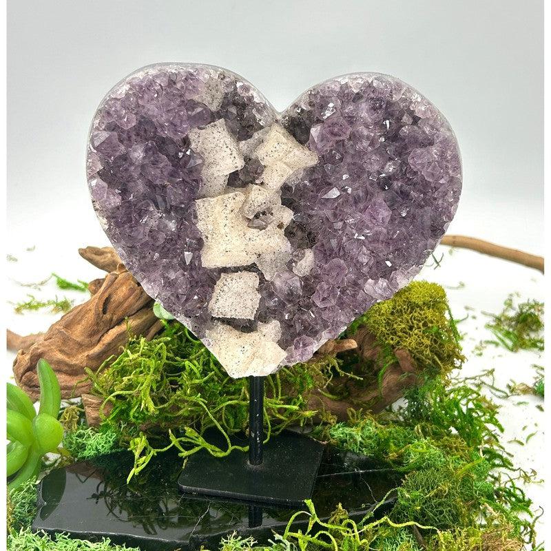 Amethyst Heart Shape Cluster on Metal Stand || Trunk Show