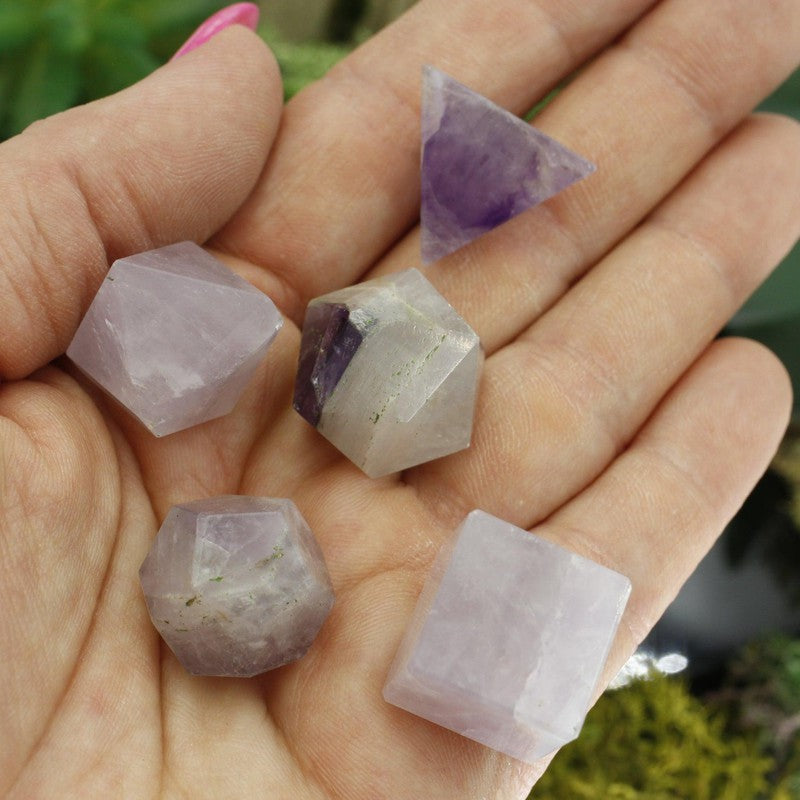 Amethyst Platonic Solids Sacred Geometry Shape Set-Nature's Treasures