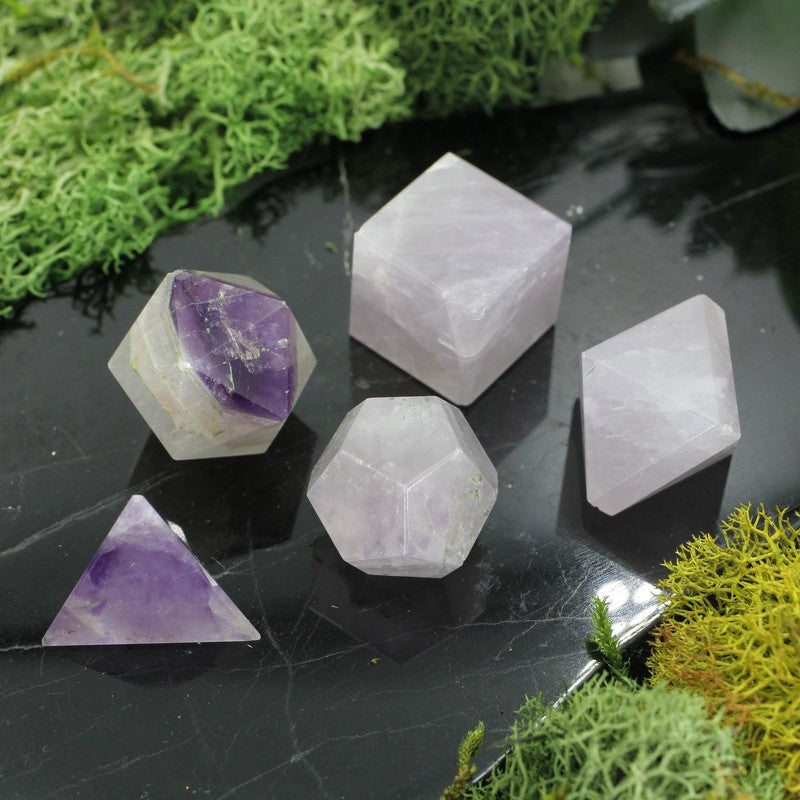 Amethyst Platonic Solids Sacred Geometry Shape Set-Nature's Treasures