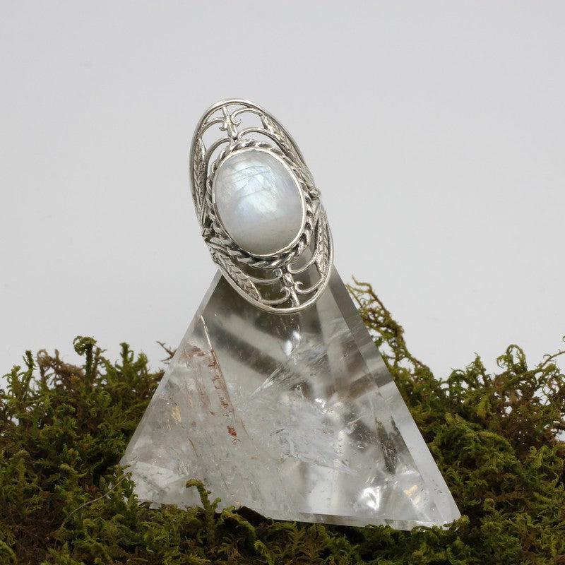 Angelic Rainbow Moonstone Rings || .925 Sterling Silver-Nature's Treasures