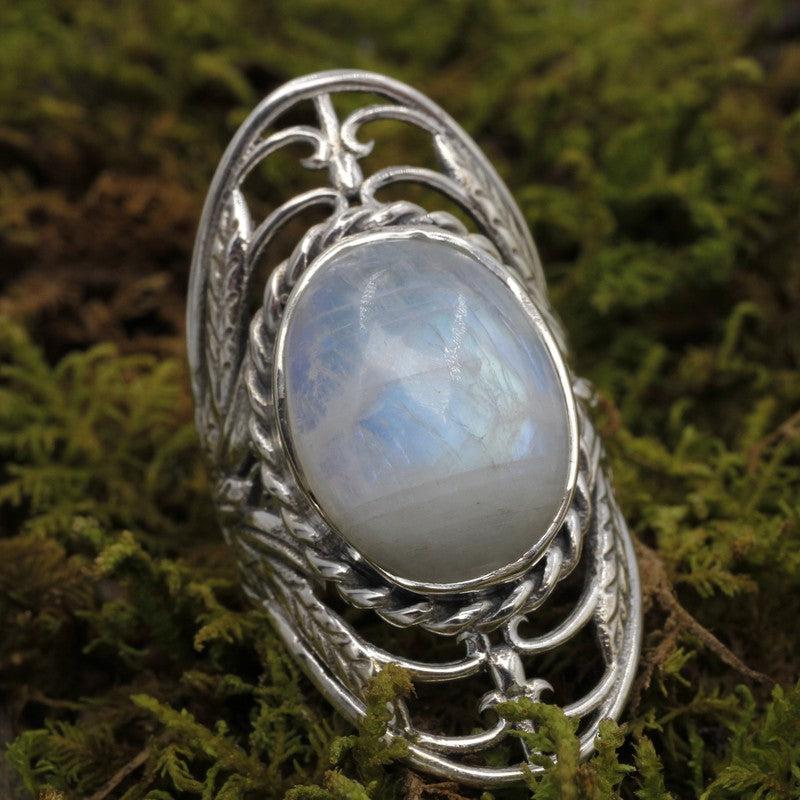 Angelic Rainbow Moonstone Rings || .925 Sterling Silver-Nature's Treasures