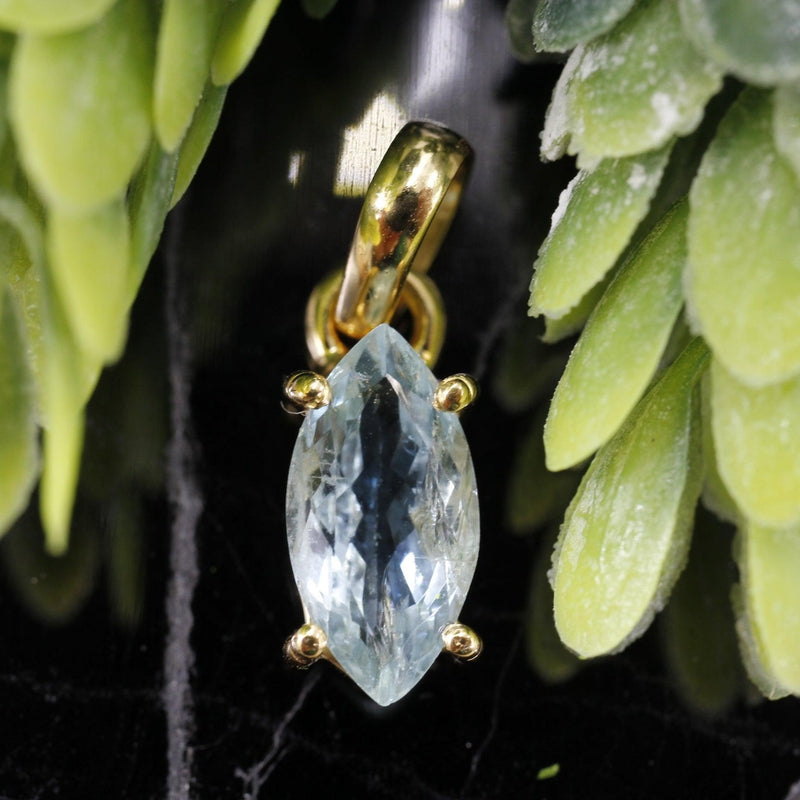 Aquamarine Faceted Pendants | 14k Vermeil Gold | Pakistan-Nature's Treasures